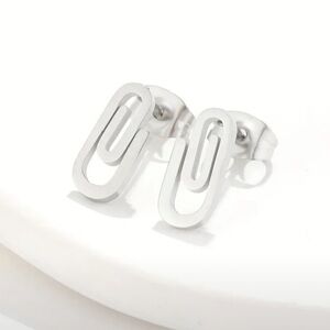 Stainless steel Minimalist Silver Clip-On Earrings unisex